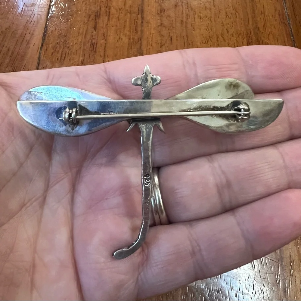 Vintage Sterling Silver Large 3D Dragon Fly Brooch - Picture 8 of 14